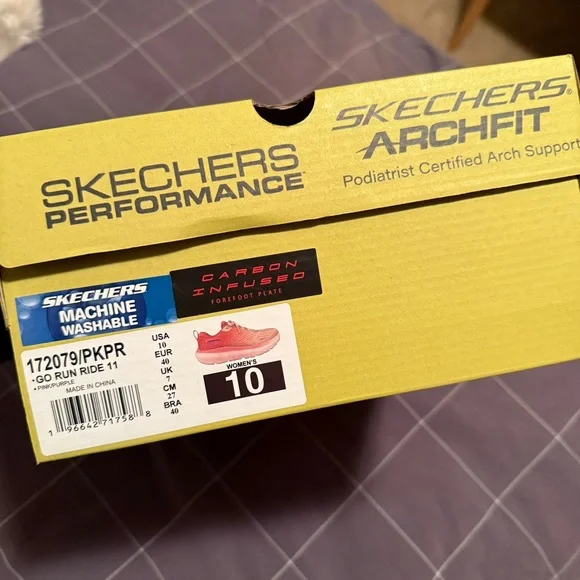 Women's Skechers Go Run Ride 11 Running Shoes, Pink/Purple, size 10 - Picture 4 of 4